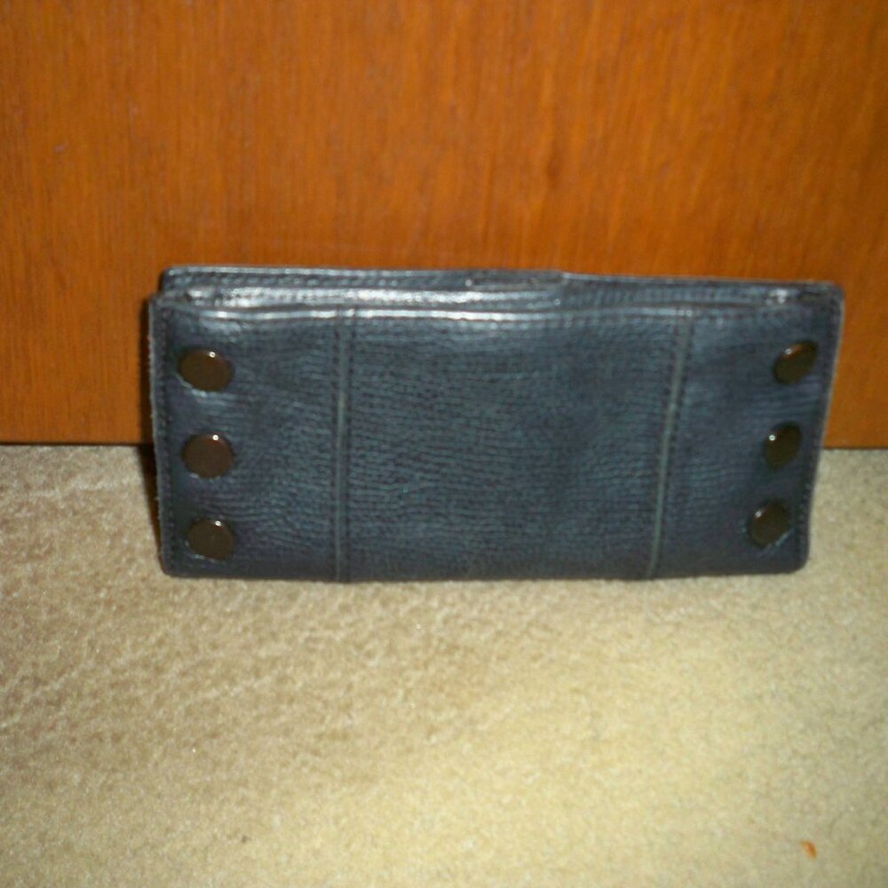 Hammitt 110 North Black Bitters Leather Wallet with Gunmetal Hardware, GUC $225!